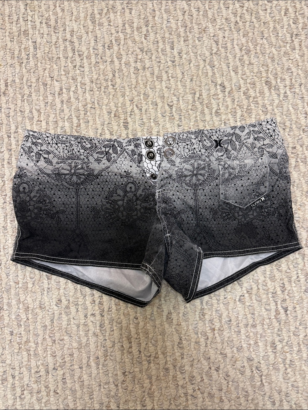 Black Ombre Lace-Print swim Women’s Shorts